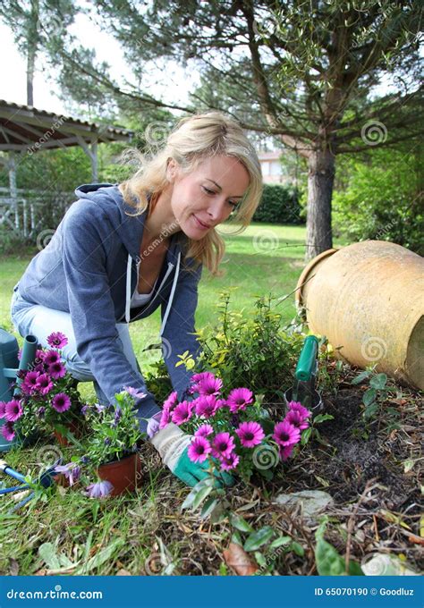 blonde mature|Gardening 